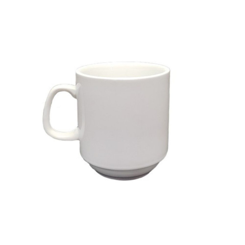 Set 6 Tazon Mug 300Ml Apilable Porcelana Blanco | Hotel